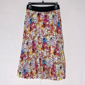 Menta Multicolour Sesame Street Comic Book Style Print Pleated Midi Skirt S